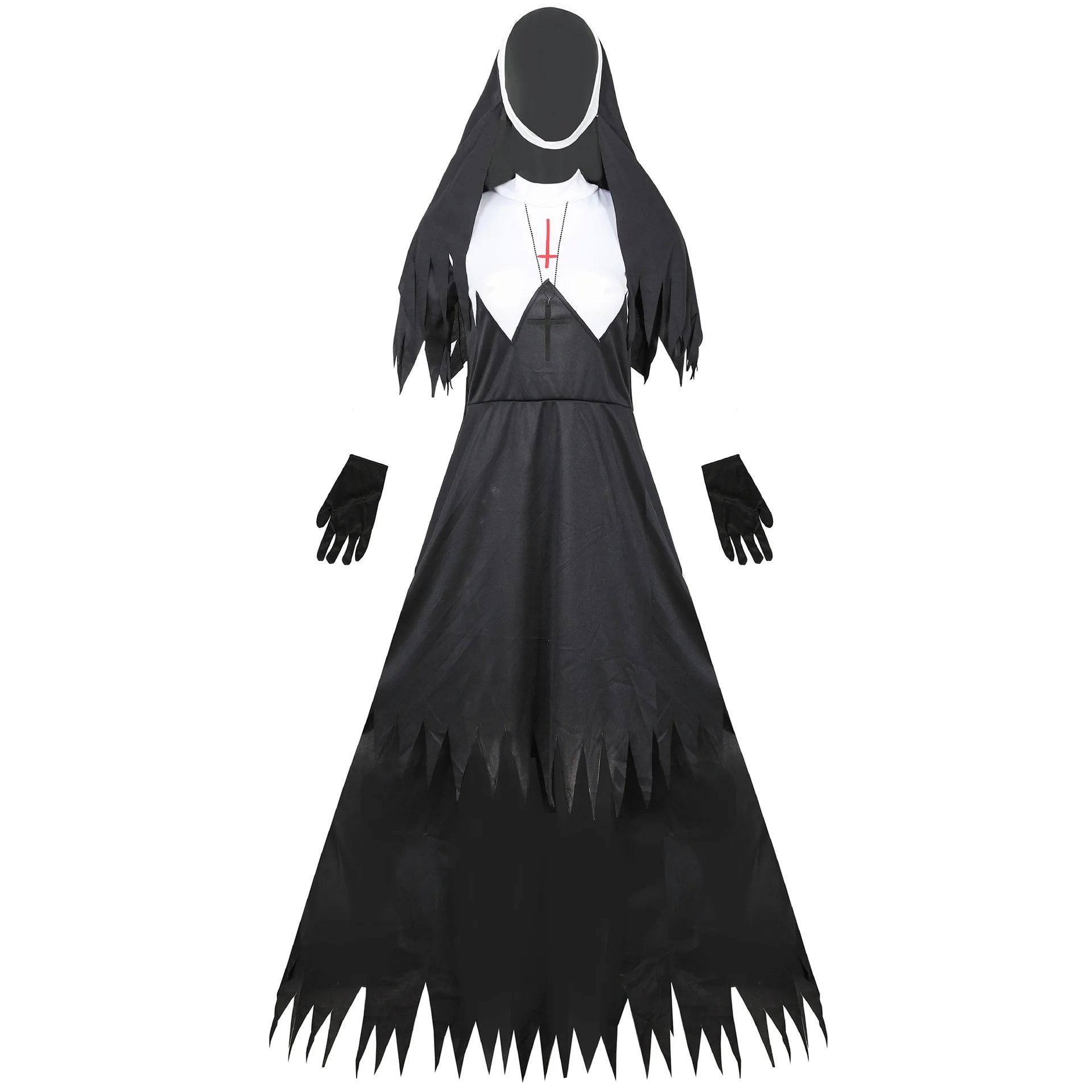 Halloween Nun Cosplay Costume Women Black Vampire Fantasy Dress Terror Sister Party Disguise Female Fancy For Adults Halloween Nun Cosplay Costume Women Black Vampire Fantasy Dress Terror Sister Party Disguise Female Fancy For Adults