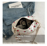 Strawberry Printed Crossbody Mini Bags Corduroy Fresh Ins Style Underarm Bag Refined Female Student Travel Shoulder Bag Strawberry Printed Crossbody Mini Bags Corduroy Fresh Ins Style Underarm Bag Refined Female Student Travel Shoulder Bag