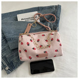 Strawberry Printed Crossbody Mini Bags Corduroy Fresh Ins Style Underarm Bag Refined Female Student Travel Shoulder Bag Strawberry Printed Crossbody Mini Bags Corduroy Fresh Ins Style Underarm Bag Refined Female Student Travel Shoulder Bag