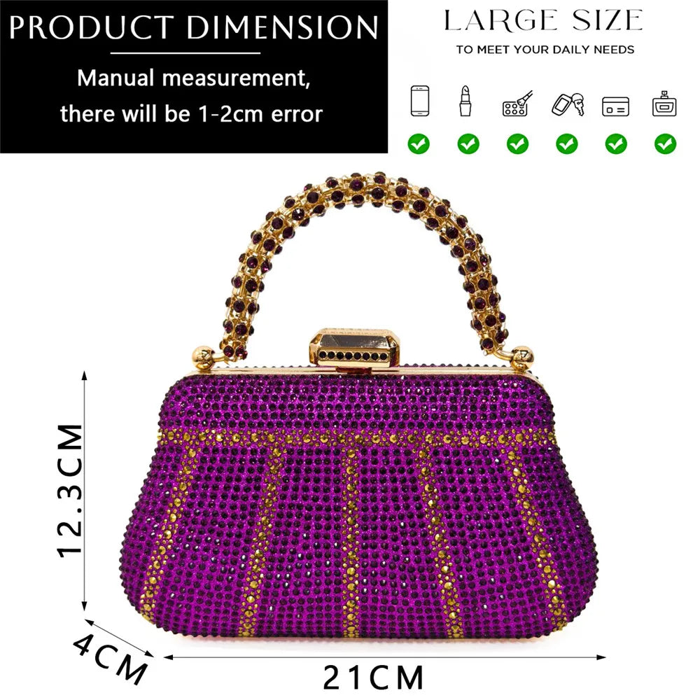 Popular In Nigeria Exquisite Evening Bags With Diamond Design Fashion Handle Clutch Rhinestone Embellished Long Chain Bag Popular In Nigeria Exquisite Evening Bags With Diamond Design Fashion Handle Clutch Rhinestone Embellished Long Chain Bag