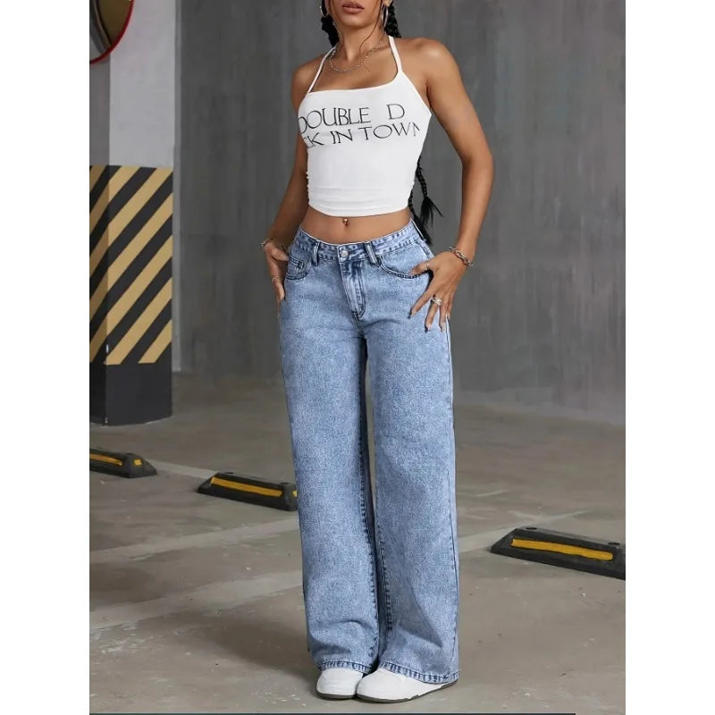 Denim Wide Leg Jeans High waisted  Bow Embroidered Pocket Wide Leg Jeans  Fashionable Women's Trousers Casual Style Denim Wide Leg Jeans High waisted  Bow Embroidered Pocket Wide Leg Jeans  Fashionable Women's Trousers Casual Style