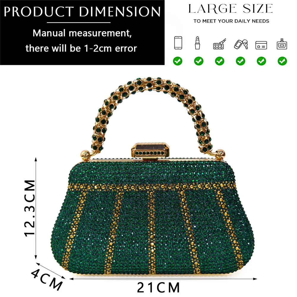 Popular In Nigeria Exquisite Evening Bags With Diamond Design Fashion Handle Clutch Rhinestone Embellished Long Chain Bag Popular In Nigeria Exquisite Evening Bags With Diamond Design Fashion Handle Clutch Rhinestone Embellished Long Chain Bag