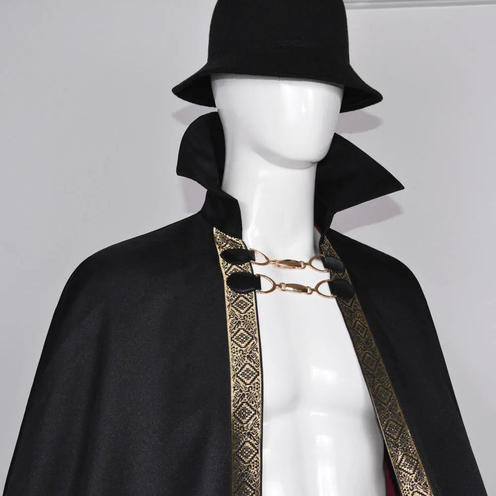Adult Kids Halloween Costume Dracula Vampire Cosplay Cape Stand Collar Golden Border Cloak With Buckles Medieval Horror Outfit