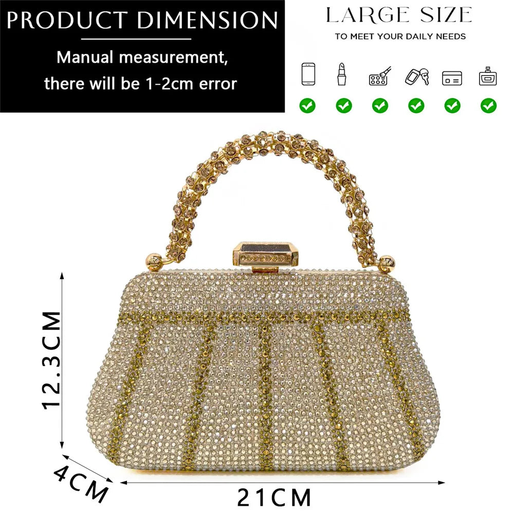 Popular In Nigeria Exquisite Evening Bags With Diamond Design Fashion Handle Clutch Rhinestone Embellished Long Chain Bag Popular In Nigeria Exquisite Evening Bags With Diamond Design Fashion Handle Clutch Rhinestone Embellished Long Chain Bag