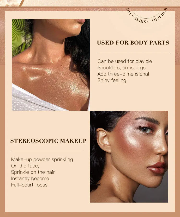 3Color Polvo De Hadas Fairy Dust Highlight Patting Shining Powder Full Body Silhouette and Collarbone Suitable for Face and Eyes