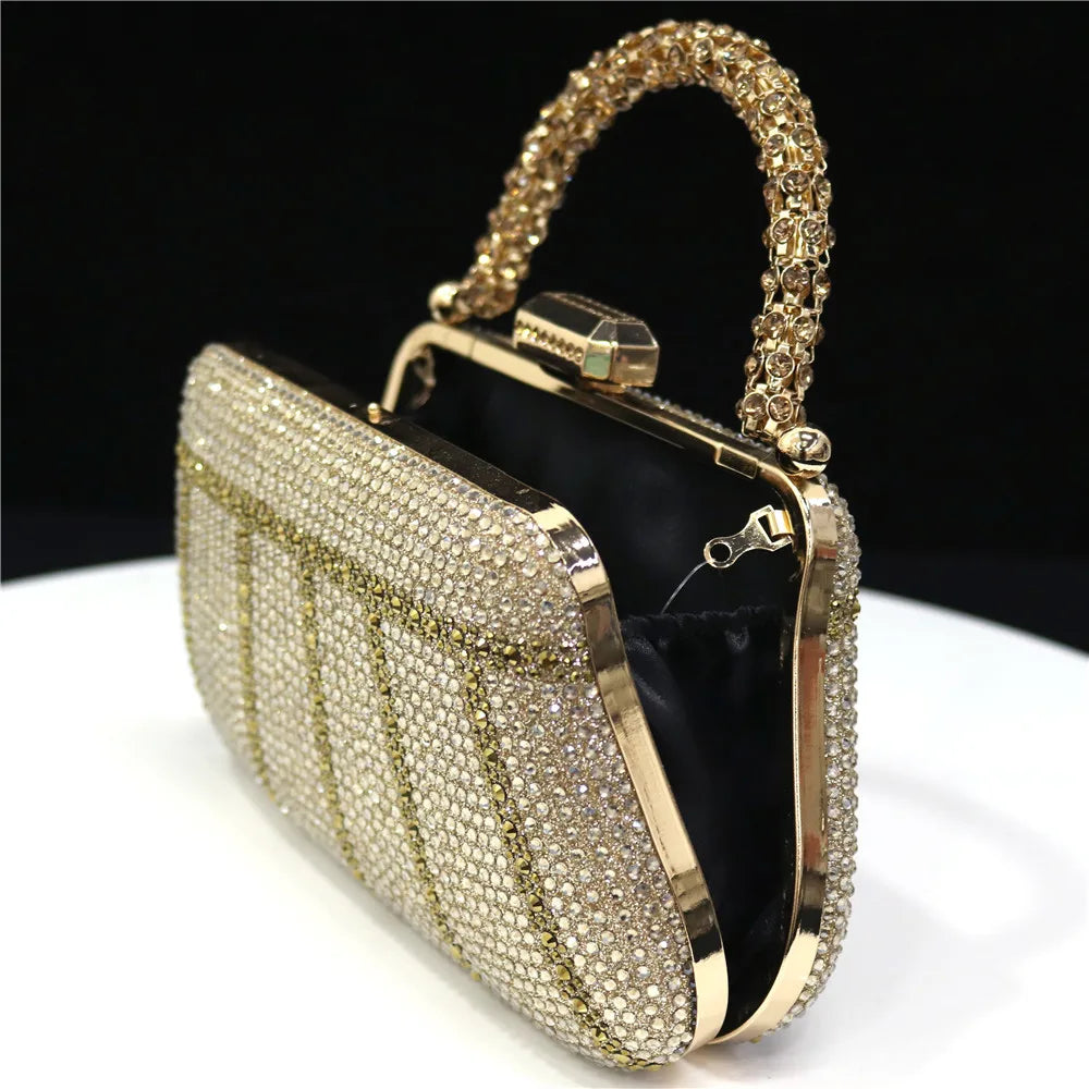 Popular In Nigeria Exquisite Evening Bags With Diamond Design Fashion Handle Clutch Rhinestone Embellished Long Chain Bag Popular In Nigeria Exquisite Evening Bags With Diamond Design Fashion Handle Clutch Rhinestone Embellished Long Chain Bag