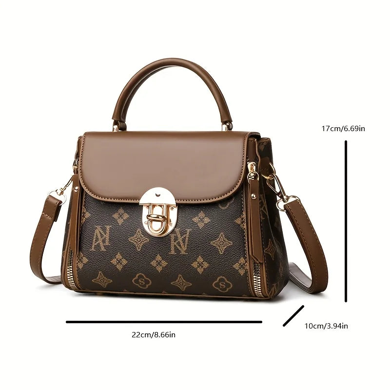 Bags for Women, Printed Fashionable Hand-Held Locks, Commuting Small Square Bag, Fashionable and Versatile Shoulder Crossbody Ba Bags for Women, Printed Fashionable Hand-Held Locks, Commuting Small Square Bag, Fashionable and Versatile Shoulder Crossbody Ba