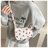 Women Small Underarm Bag Corduroy Handbag Cute Strawberry Print Little Tote Half Moon Design Eco Cloth Purse Mini Shoulder Bags Women Small Underarm Bag Corduroy Handbag Cute Strawberry Print Little Tote Half Moon Design Eco Cloth Purse Mini Shoulder Bags
