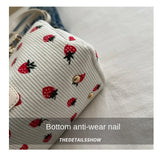 Strawberry Printed Crossbody Mini Bags Corduroy Fresh Ins Style Underarm Bag Refined Female Student Travel Shoulder Bag Strawberry Printed Crossbody Mini Bags Corduroy Fresh Ins Style Underarm Bag Refined Female Student Travel Shoulder Bag
