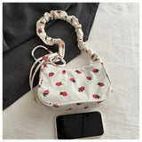 Women Small Underarm Bag Corduroy Handbag Cute Strawberry Print Little Tote Half Moon Design Eco Cloth Purse Mini Shoulder Bags Women Small Underarm Bag Corduroy Handbag Cute Strawberry Print Little Tote Half Moon Design Eco Cloth Purse Mini Shoulder Bags