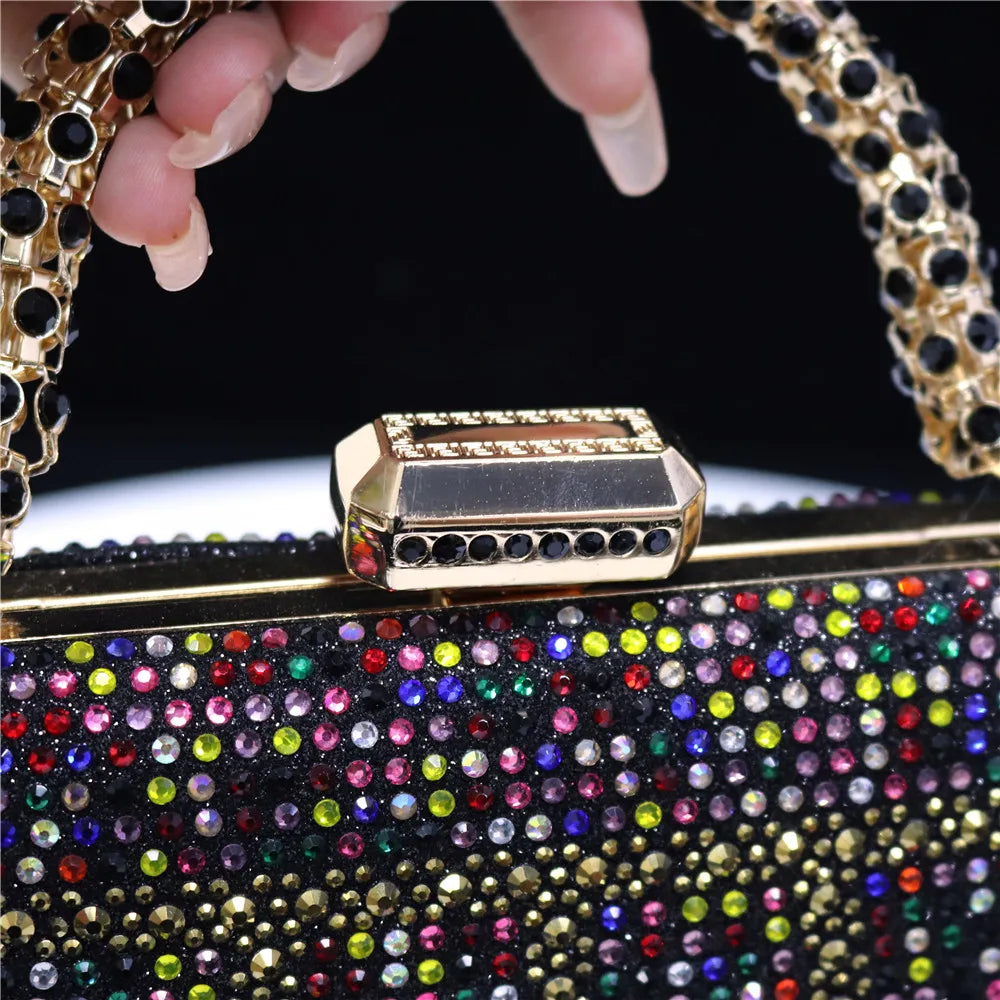 Popular In Nigeria Exquisite Evening Bags With Diamond Design Fashion Handle Clutch Rhinestone Embellished Long Chain Bag Popular In Nigeria Exquisite Evening Bags With Diamond Design Fashion Handle Clutch Rhinestone Embellished Long Chain Bag