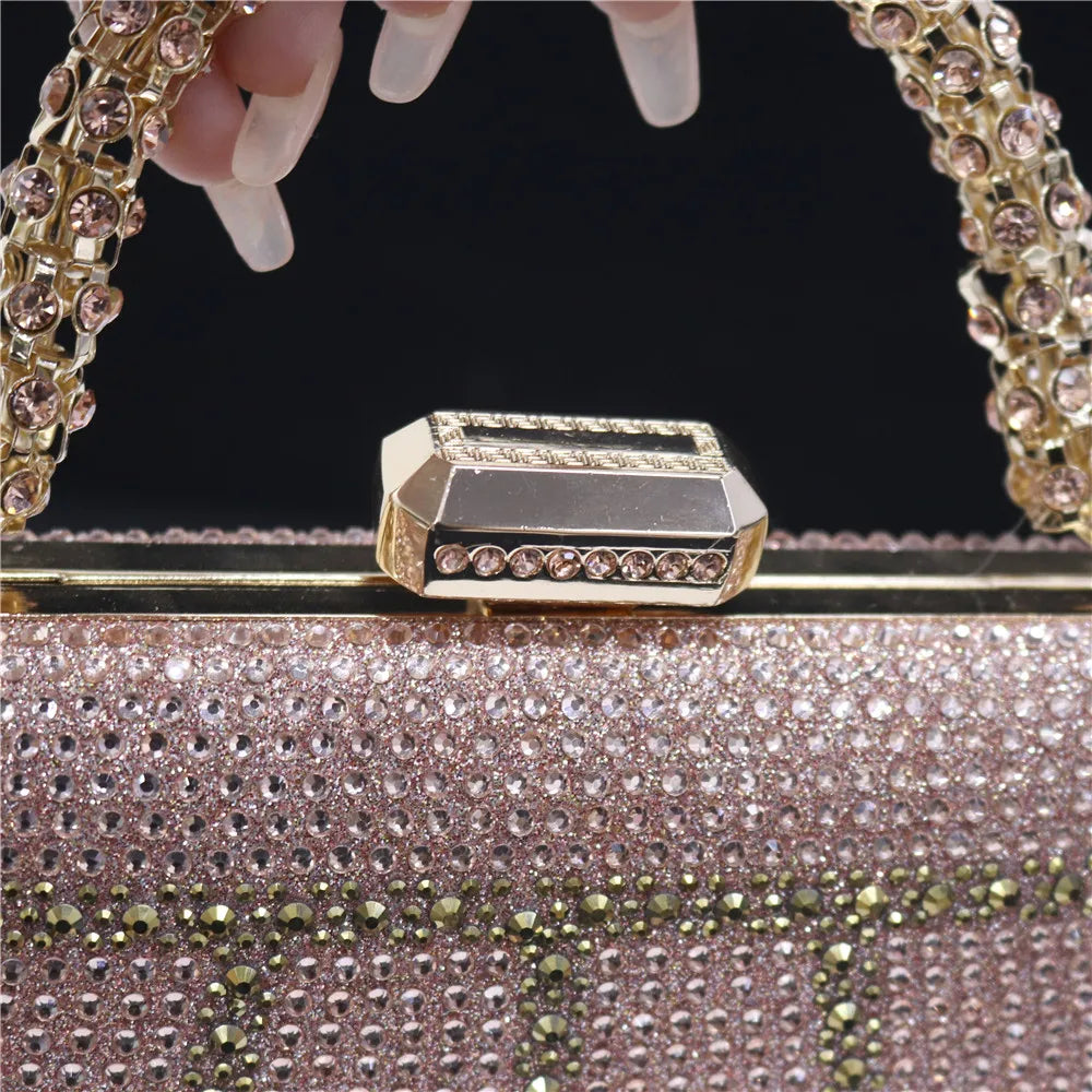 Popular In Nigeria Exquisite Evening Bags With Diamond Design Fashion Handle Clutch Rhinestone Embellished Long Chain Bag Popular In Nigeria Exquisite Evening Bags With Diamond Design Fashion Handle Clutch Rhinestone Embellished Long Chain Bag