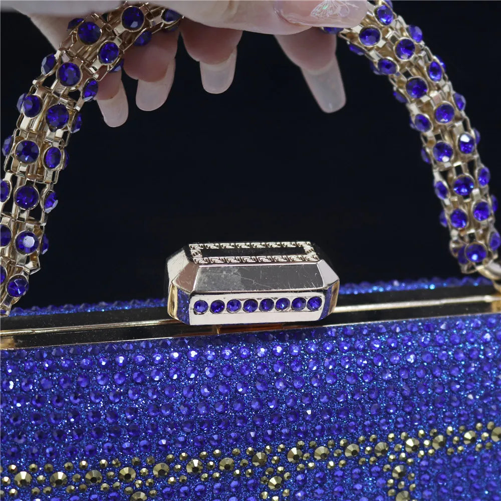 Popular In Nigeria Exquisite Evening Bags With Diamond Design Fashion Handle Clutch Rhinestone Embellished Long Chain Bag Popular In Nigeria Exquisite Evening Bags With Diamond Design Fashion Handle Clutch Rhinestone Embellished Long Chain Bag