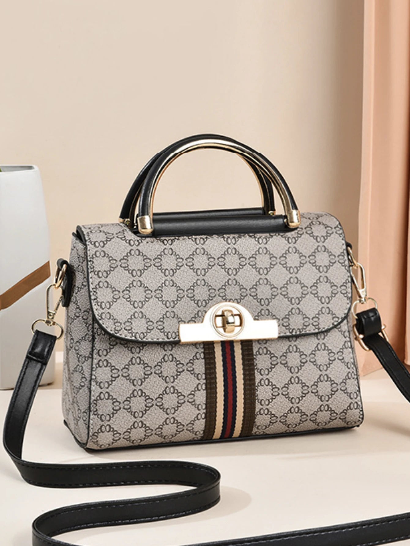 Fashionable geometric printed decorative handbag, elegant and versatile shoulder bag, large capacity crossbody bag Fashionable geometric printed decorative handbag, elegant and versatile shoulder bag, large capacity crossbody bag