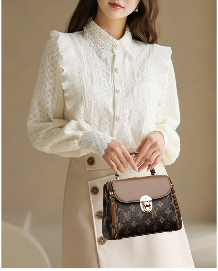 Bags for Women, Printed Fashionable Hand-Held Locks, Commuting Small Square Bag, Fashionable and Versatile Shoulder Crossbody Ba Bags for Women, Printed Fashionable Hand-Held Locks, Commuting Small Square Bag, Fashionable and Versatile Shoulder Crossbody Ba