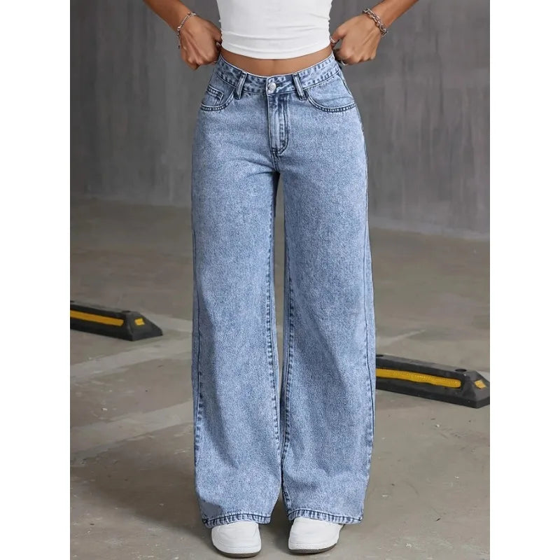 Denim Wide Leg Jeans High waisted  Bow Embroidered Pocket Wide Leg Jeans  Fashionable Women's Trousers Casual Style Denim Wide Leg Jeans High waisted  Bow Embroidered Pocket Wide Leg Jeans  Fashionable Women's Trousers Casual Style