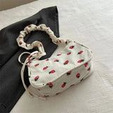 Women Small Underarm Bag Corduroy Handbag Cute Strawberry Print Little Tote Half Moon Design Eco Cloth Purse Mini Shoulder Bags Women Small Underarm Bag Corduroy Handbag Cute Strawberry Print Little Tote Half Moon Design Eco Cloth Purse Mini Shoulder Bags