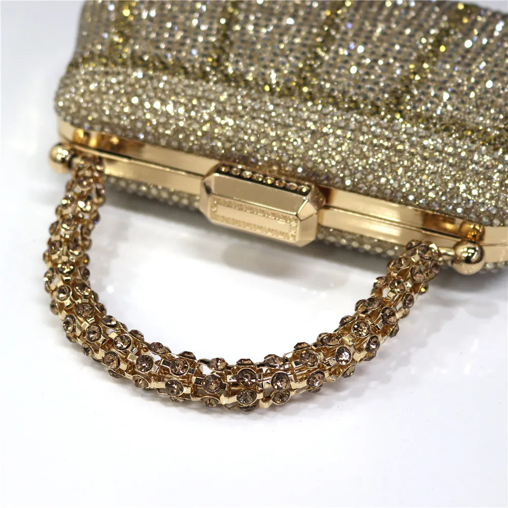 Popular In Nigeria Exquisite Evening Bags With Diamond Design Fashion Handle Clutch Rhinestone Embellished Long Chain Bag Popular In Nigeria Exquisite Evening Bags With Diamond Design Fashion Handle Clutch Rhinestone Embellished Long Chain Bag