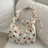 Women Small Underarm Bag Corduroy Handbag Cute Strawberry Print Little Tote Half Moon Design Eco Cloth Purse Mini Shoulder Bags Women Small Underarm Bag Corduroy Handbag Cute Strawberry Print Little Tote Half Moon Design Eco Cloth Purse Mini Shoulder Bags