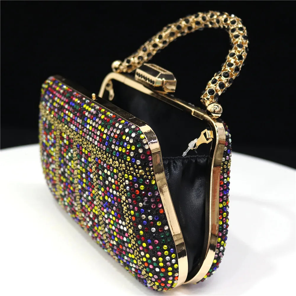 Popular In Nigeria Exquisite Evening Bags With Diamond Design Fashion Handle Clutch Rhinestone Embellished Long Chain Bag Popular In Nigeria Exquisite Evening Bags With Diamond Design Fashion Handle Clutch Rhinestone Embellished Long Chain Bag