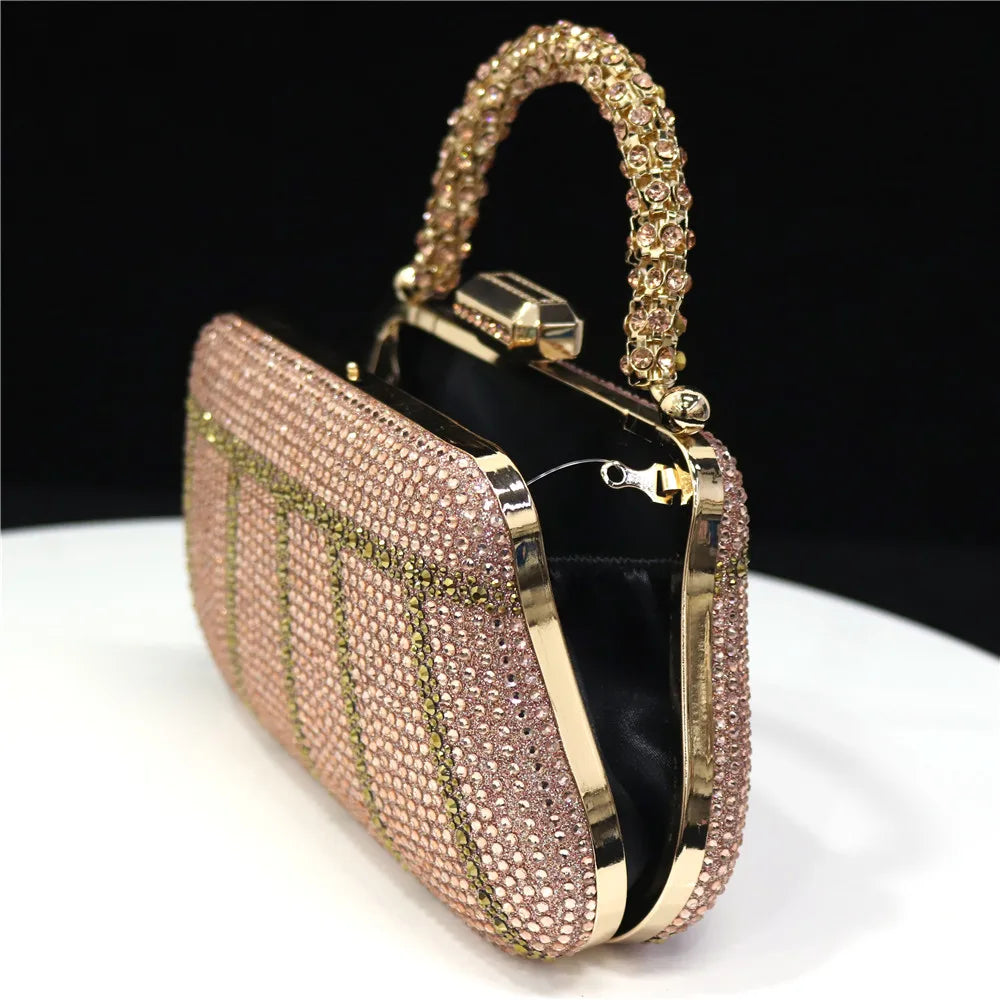 Popular In Nigeria Exquisite Evening Bags With Diamond Design Fashion Handle Clutch Rhinestone Embellished Long Chain Bag Popular In Nigeria Exquisite Evening Bags With Diamond Design Fashion Handle Clutch Rhinestone Embellished Long Chain Bag