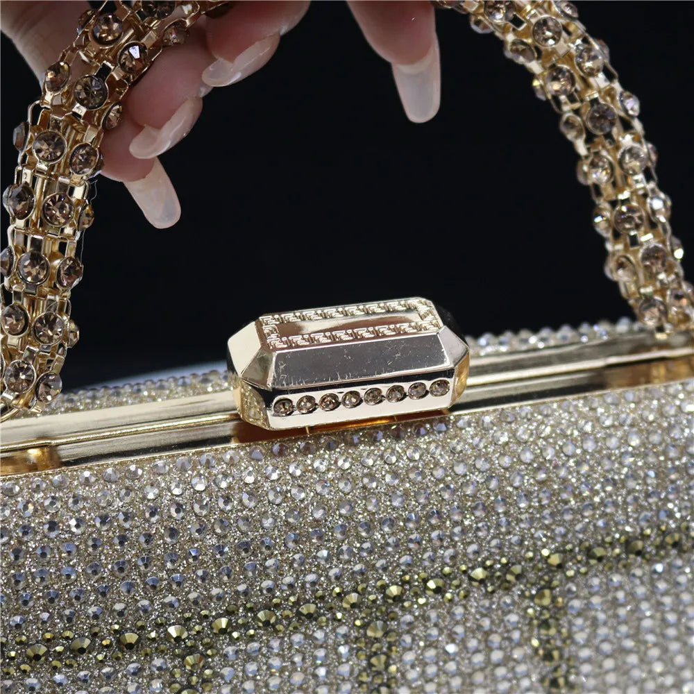 Popular In Nigeria Exquisite Evening Bags With Diamond Design Fashion Handle Clutch Rhinestone Embellished Long Chain Bag Popular In Nigeria Exquisite Evening Bags With Diamond Design Fashion Handle Clutch Rhinestone Embellished Long Chain Bag