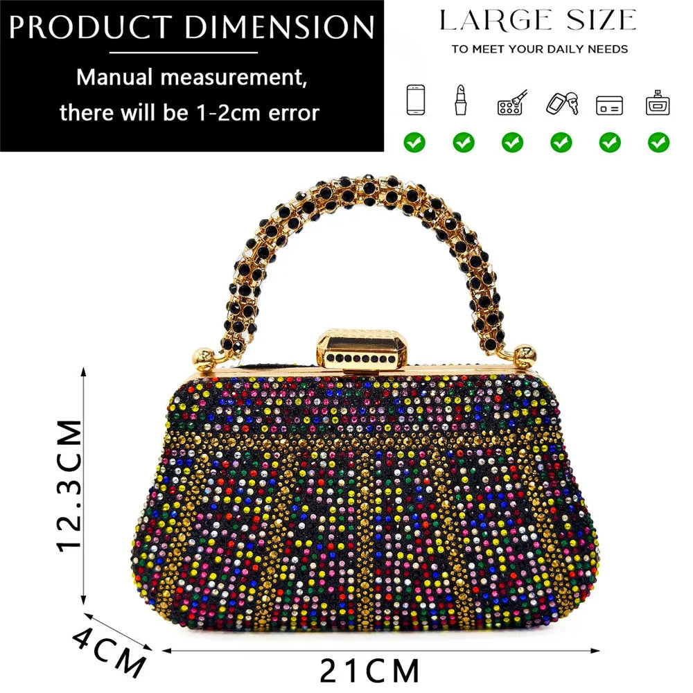 Popular In Nigeria Exquisite Evening Bags With Diamond Design Fashion Handle Clutch Rhinestone Embellished Long Chain Bag Popular In Nigeria Exquisite Evening Bags With Diamond Design Fashion Handle Clutch Rhinestone Embellished Long Chain Bag