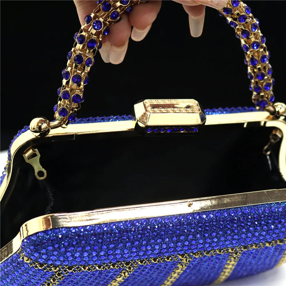 Popular In Nigeria Exquisite Evening Bags With Diamond Design Fashion Handle Clutch Rhinestone Embellished Long Chain Bag Popular In Nigeria Exquisite Evening Bags With Diamond Design Fashion Handle Clutch Rhinestone Embellished Long Chain Bag