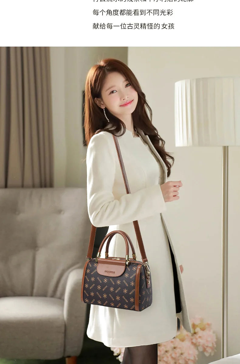 Fashionable Printed Women'S Crossbody Bag Large Capacity Handbag Classic Retro Shoulder Bags Commuting Tote Bag Small Square Bag