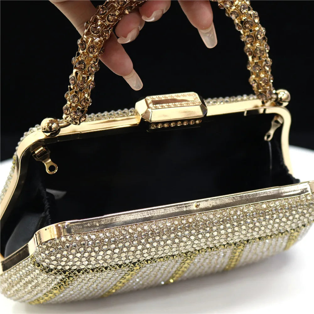 Popular In Nigeria Exquisite Evening Bags With Diamond Design Fashion Handle Clutch Rhinestone Embellished Long Chain Bag Popular In Nigeria Exquisite Evening Bags With Diamond Design Fashion Handle Clutch Rhinestone Embellished Long Chain Bag