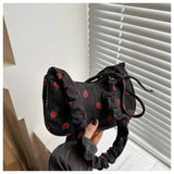Women Small Underarm Bag Corduroy Handbag Cute Strawberry Print Little Tote Half Moon Design Eco Cloth Purse Mini Shoulder Bags Women Small Underarm Bag Corduroy Handbag Cute Strawberry Print Little Tote Half Moon Design Eco Cloth Purse Mini Shoulder Bags