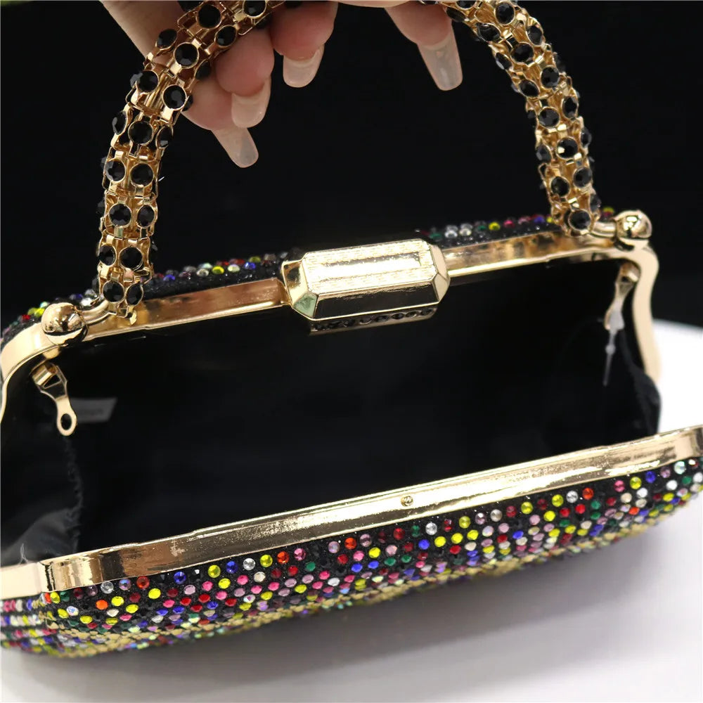Popular In Nigeria Exquisite Evening Bags With Diamond Design Fashion Handle Clutch Rhinestone Embellished Long Chain Bag Popular In Nigeria Exquisite Evening Bags With Diamond Design Fashion Handle Clutch Rhinestone Embellished Long Chain Bag