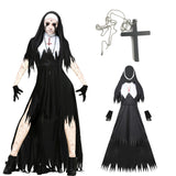Halloween Nun Cosplay Costume Women Black Vampire Fantasy Dress Terror Sister Party Disguise Female Fancy For Adults