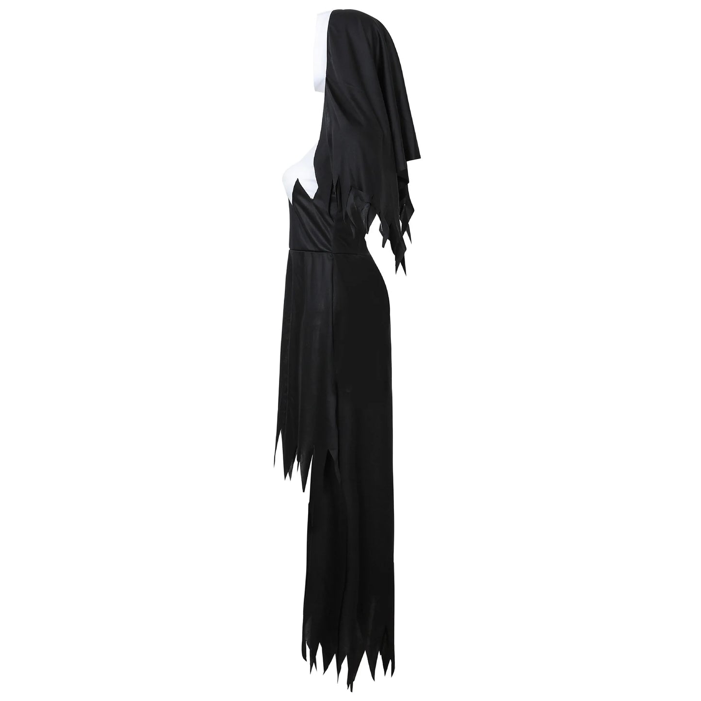 Halloween Nun Cosplay Costume Women Black Vampire Fantasy Dress Terror Sister Party Disguise Female Fancy For Adults