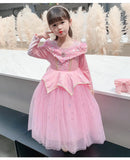 Halloween Costumes Kids Pink Girls Party Dresses Girl Aurora Princess Gown Sleeping Beauty Cosplay Costume Fantasy Disguise Sets