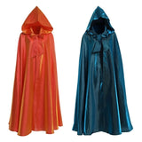 Halloween Party Costume Women Men Adult Long Robe Hooded Cloak Witchcraft Christmas Holiday Solid Color Medieval Cape