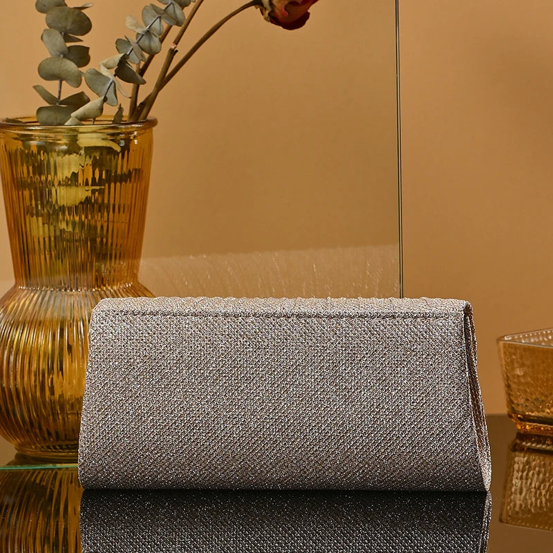 Wedding Bride Dinner Purse for Women Banquet Silver Clutch Bag Fashion Ladies Shinny Rhinestone Evening Bag