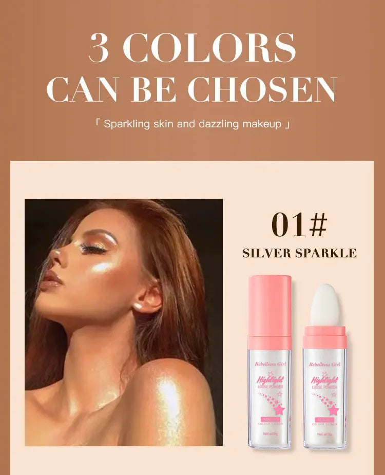 3Color Polvo De Hadas Fairy Dust Highlight Patting Shining Powder Full Body Silhouette and Collarbone Suitable for Face and Eyes