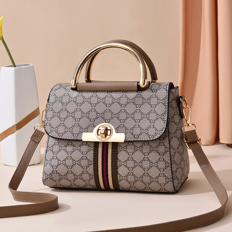 Fashionable geometric printed decorative handbag, elegant and versatile shoulder bag, large capacity crossbody bag