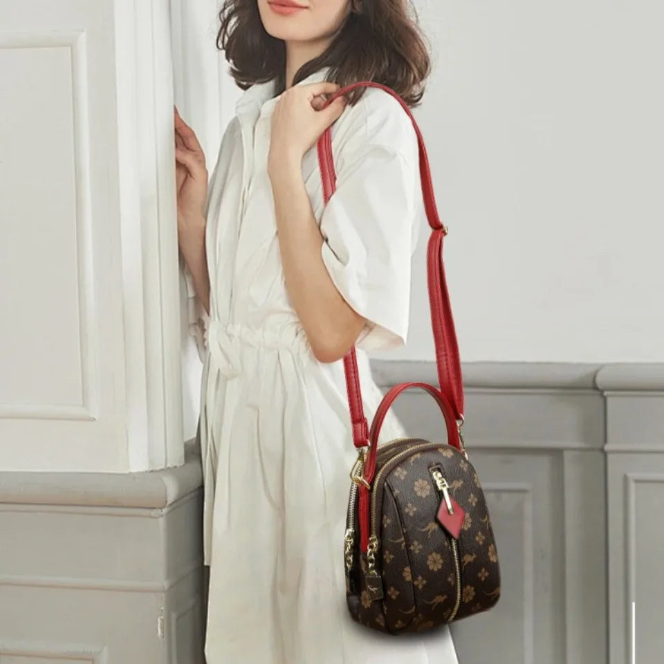 Two Layers Women's Printed Leather Small Shoulder Phone Bags Ladies Handbags Crossbody Bag High Quality Messenger Bag Sac A Main
