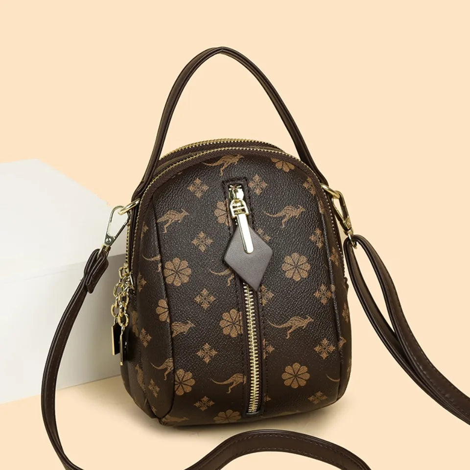 Two Layers Women's Printed Leather Small Shoulder Phone Bags Ladies Handbags Crossbody Bag High Quality Messenger Bag Sac A Main