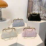 Gold Velvet Evening Bag Clutch Bag Women 2025 French Vintage Luxury Chain Purse Elegant Fashion Purse Wedding Party Handbag