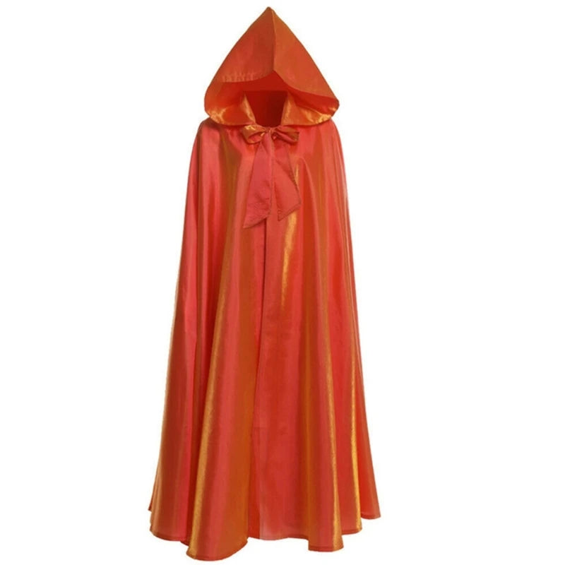 Halloween Party Costume Women Men Adult Long Robe Hooded Cloak Witchcraft Christmas Holiday Solid Color Medieval Cape