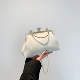 Gold Velvet Evening Bag Clutch Bag Women 2025 French Vintage Luxury Chain Purse Elegant Fashion Purse Wedding Party Handbag