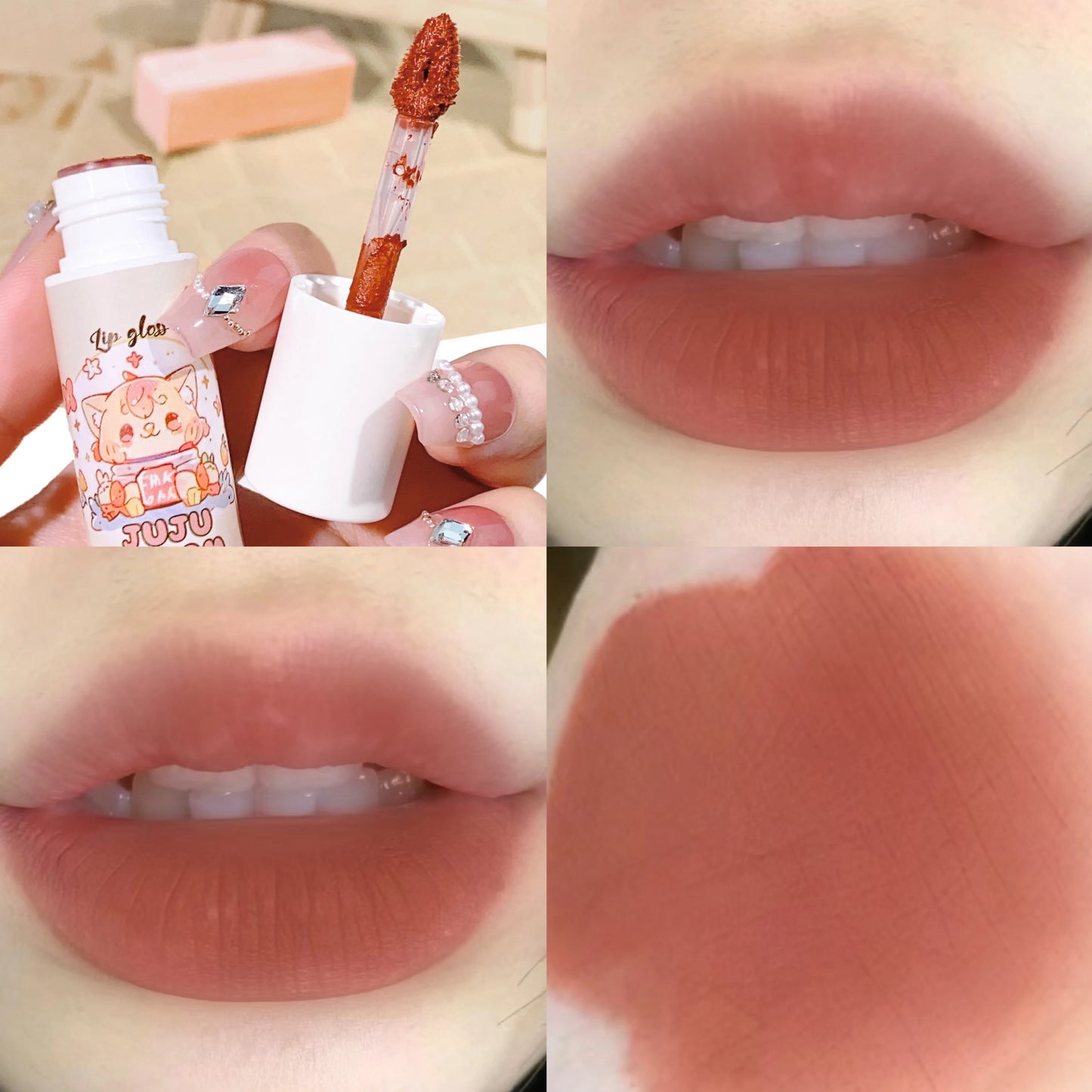 JUJU velvet lip glaze matte matte fake plain white honey peach cheap lip paste