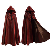 Halloween Party Costume Women Men Adult Long Robe Hooded Cloak Witchcraft Christmas Holiday Solid Color Medieval Cape