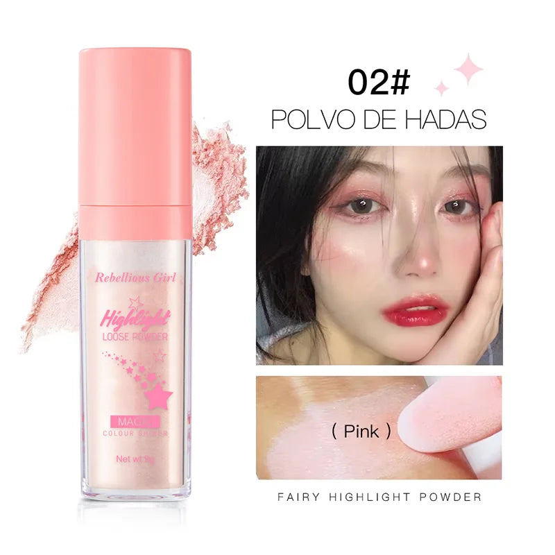 3Color Polvo De Hadas Fairy Dust Highlight Patting Shining Powder Full Body Silhouette and Collarbone Suitable for Face and Eyes