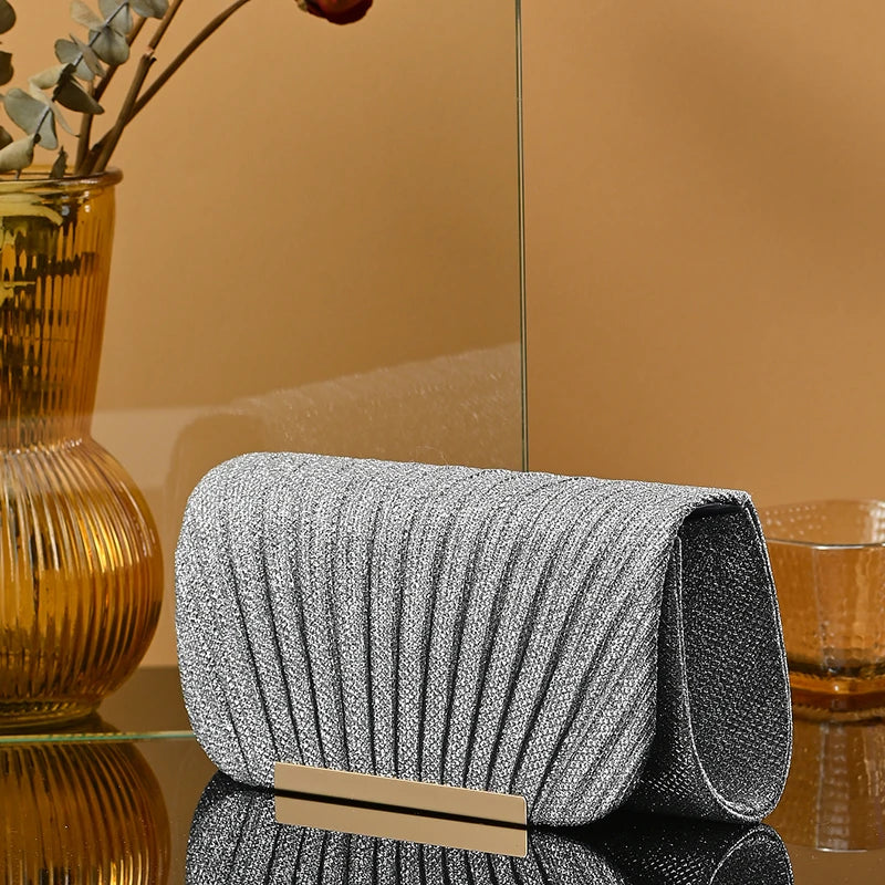 Wedding Bride Dinner Purse for Women Banquet Silver Clutch Bag Fashion Ladies Shinny Rhinestone Evening Bag