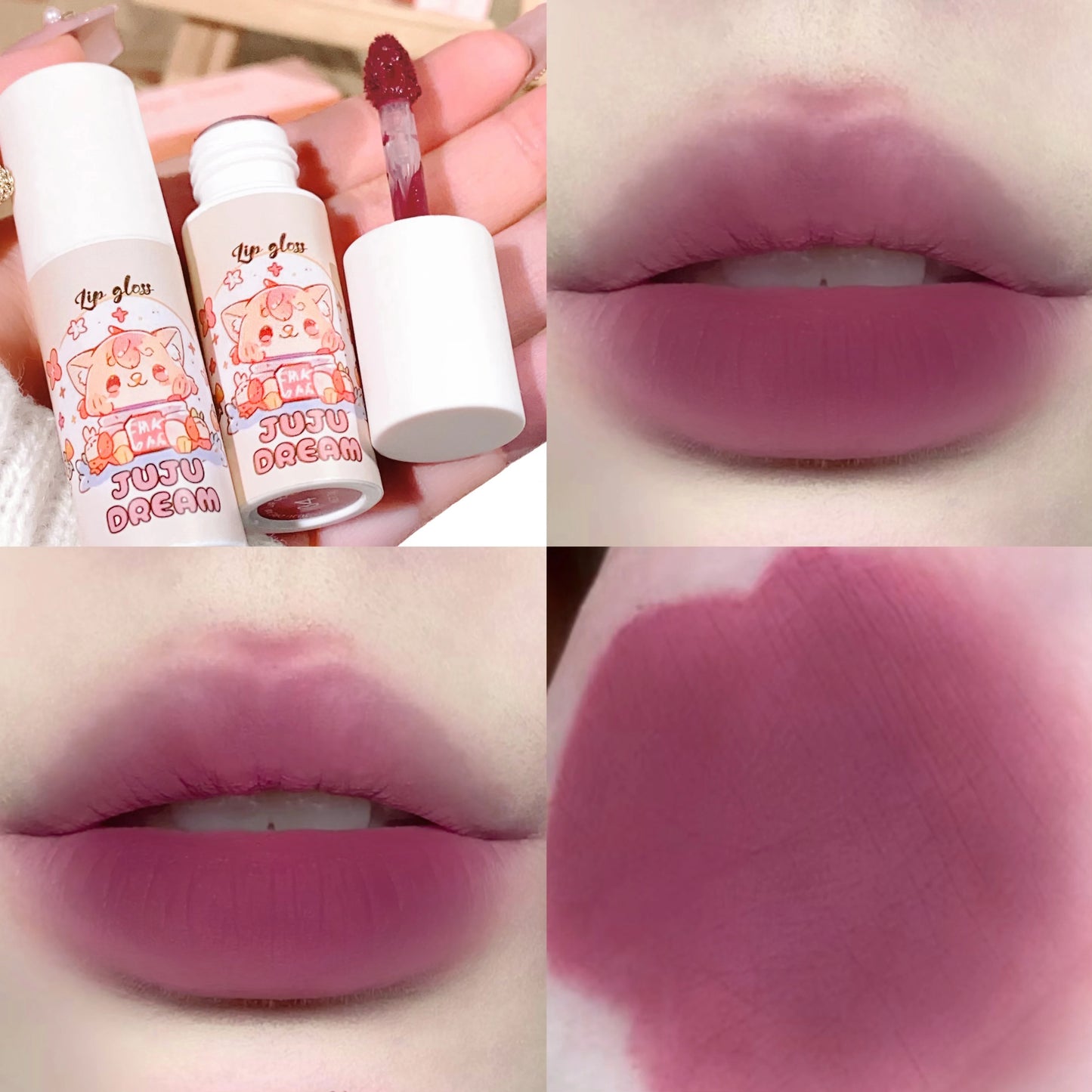 JUJU velvet lip glaze matte matte fake plain white honey peach cheap lip paste