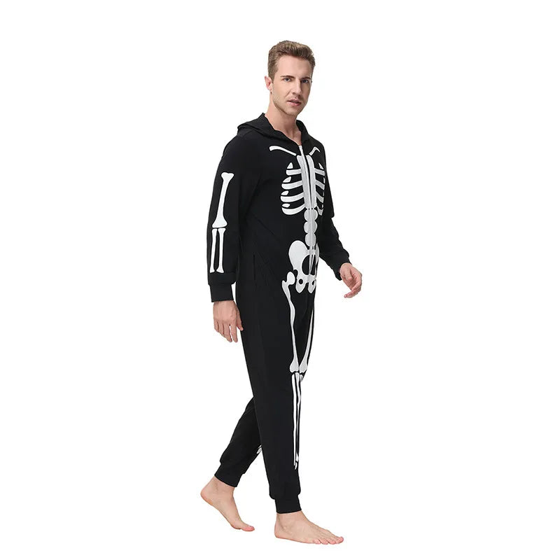 Halloween Cosplay Horror Skeleton Fluorescence Printing Costumes Adult Kids Death Skull Ghost Party Pajamas Parent Child Outfit